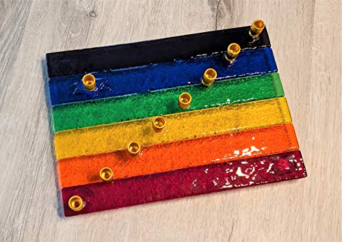 Pride Flag LGBTQ Glass Menorah by YafitGlass 1
