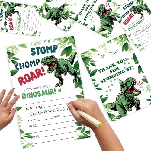 VIVORA Dinosaur Party Invitation Cards Set of 30