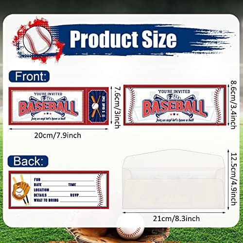 Woanger Baseball Party Invites 50 Pcs with Envelopes