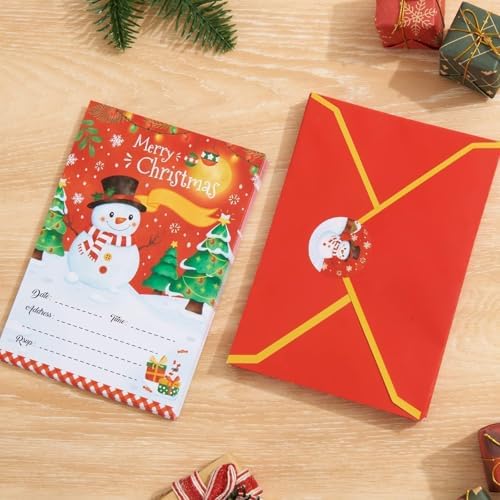 WERNNSAI 24 Pack Christmas Party Invitations with Envelopes and Stickers