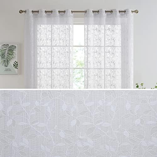 HLC ME Joyce Floral Semi Sheer Curtains Set of 2 Panels