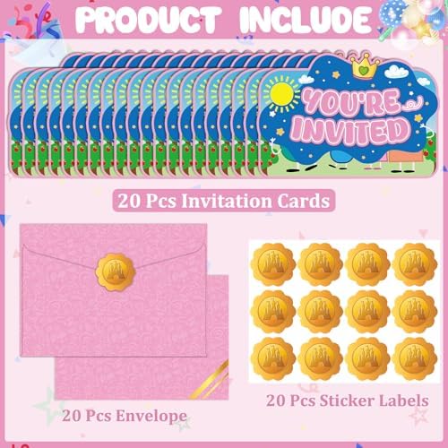 Pink Pig Birthday Invitations 20Pcs Cute Animal Party Cards for Girls