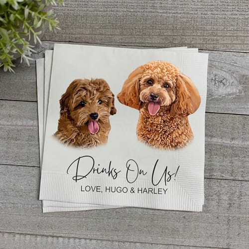 Luxury Custom Pet Portrait Napkins for Wedding and Engagement