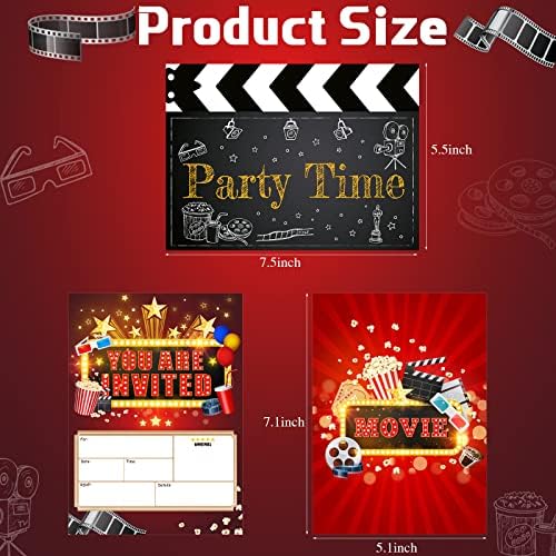 Clabby 25 Movie Party Invitations with Envelopes