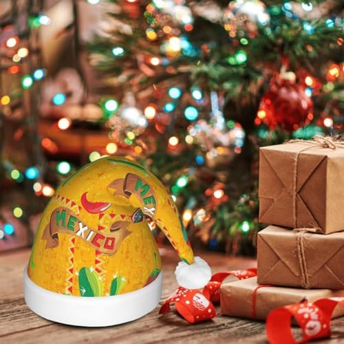 Cactus Hat With Chili Pepper Print Christmas Hat LED Santa Hat