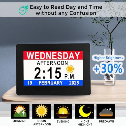 7 Inch Day Clock with 19 Alarms and 20 Custom Reminders