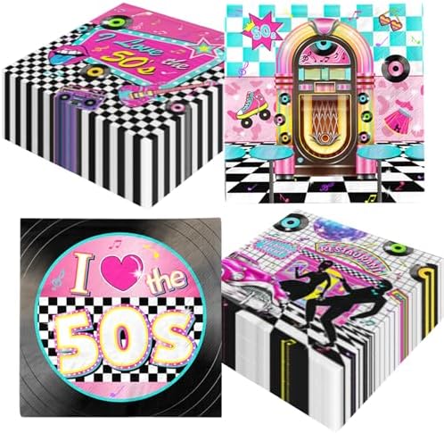 1950s Rock Napkins Set 40pcs for Birthday Party