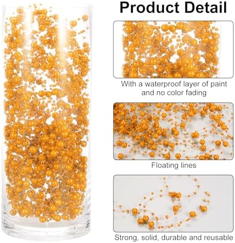 Uxcell 30pcs Artificial Pearl String for Floating Candle Orange