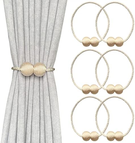 Melaluxe 6 Pack Magnetic Curtain Holdbacks Beige