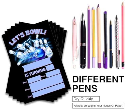 Bowling Birthday Invites with Envelopes Pack of 20