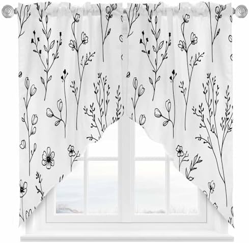 Spring Blooms Botanical Swag Valances 2 Pack Kitchen Window Curtains