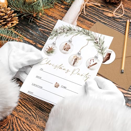 Whaline 25 Piece Christmas Invitation Set with Envelopes and Stickers