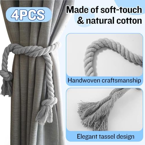4 Pcs Hand Woven Curtain Tiebacks No Drilling