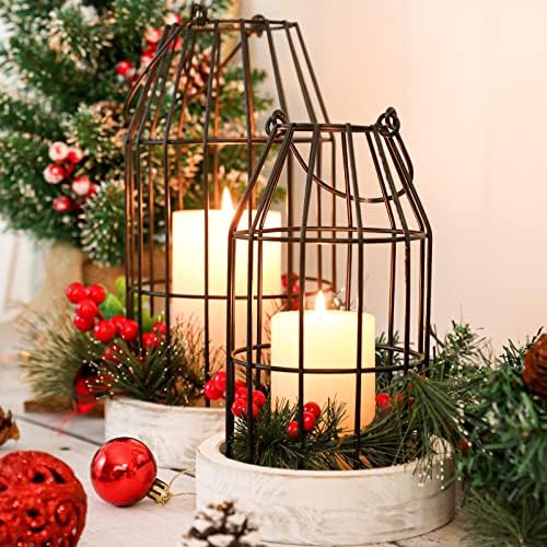 Rustic Farmhouse Candle Lantern Set of 2