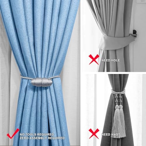 Tifanso Gray Magnetic Curtain Holdbacks 4pcs