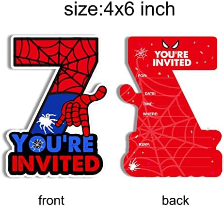 Superhero 7th Birthday Invitations with Envelopes 20 Count