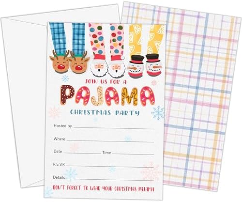 Christmas Party Invites with Envelopes 25 Pajama Invites for Holiday Celebration