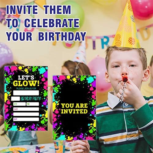 Lets Glow Birthday Party Invitation Cards 20 Count