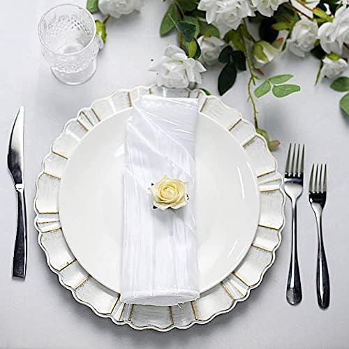 5 White Crinkle Accordion Taffeta Napkins for Events