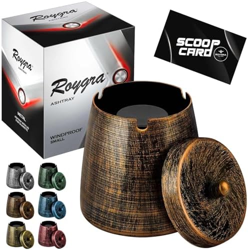 Roygra Outdoor Ashtray Windproof Smokeless with Lid