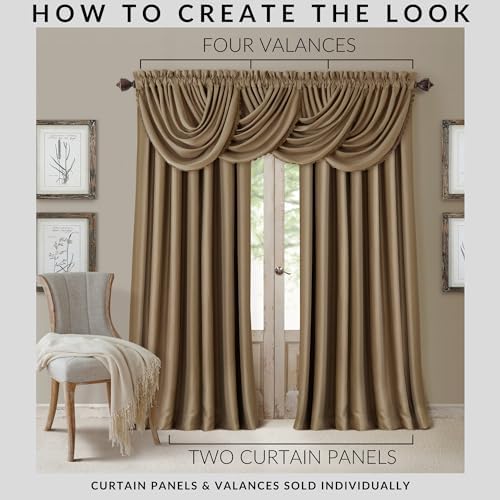 Elrene All Seasons Waterfall Window Valance 52x36 Antique Gold