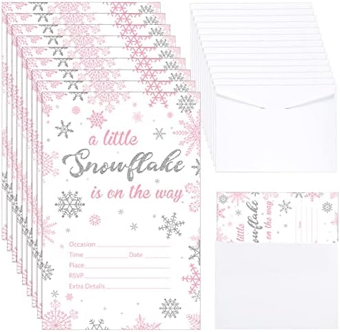 25 Sets Snowflake Baby Shower Invitations with Envelopes