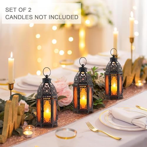 DECORKEY Set of 2 Moroccan Lanterns Indoor Outdoor