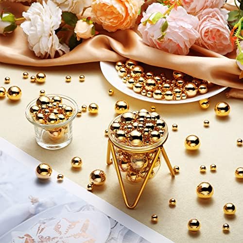 Junkin 500 Pcs Mixed Size Gloss Pearl Vase Fillers Gold