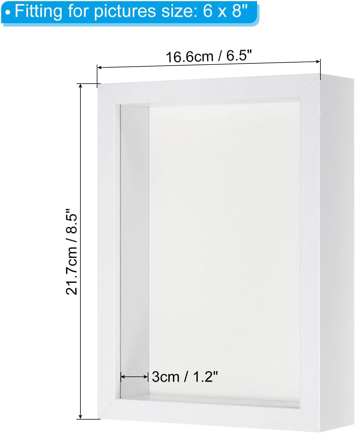 PATIKIL 6x8 Shadow Box Frame White Wooden