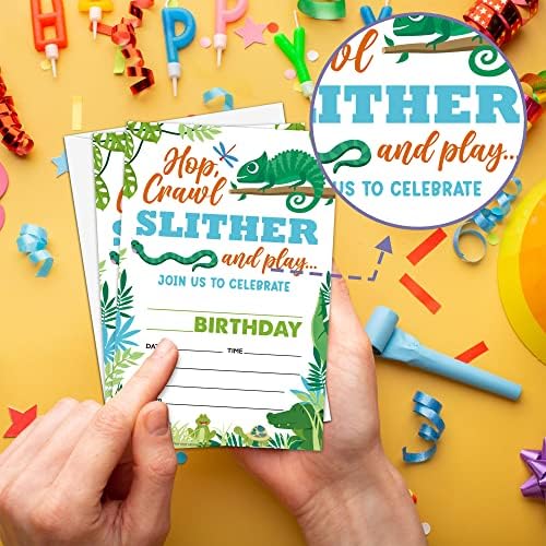 Reptile Themed Birthday Invites for Adults 4x6 Lizard Party Decorations