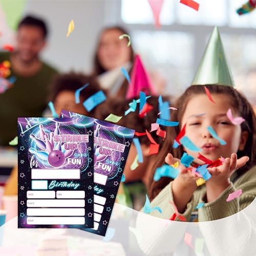 Bowling Birthday Invitations with Envelopes Pack of 20