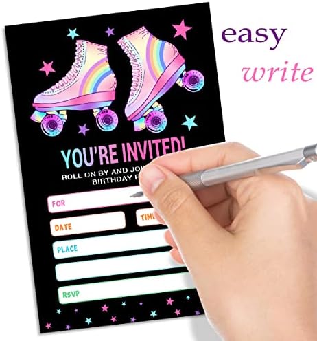 Skating Party Invitations with Envelopes Black