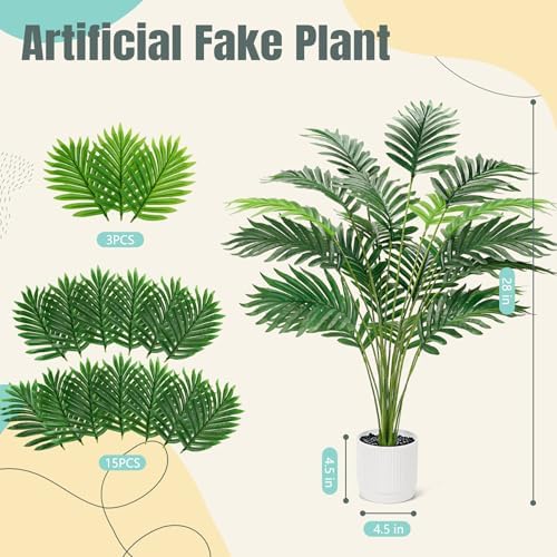 Der Rose 28 Inch Artificial Palm Tree with White Pot