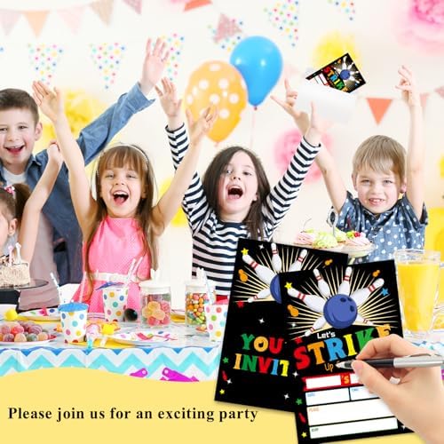 Bowling Party Invitation Cards with Envelopes Set of 20