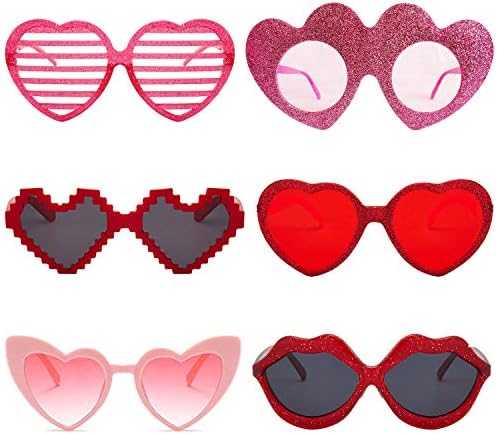 Valentines Day Heart Shaped Photo Booth Glasses Set 6pcs