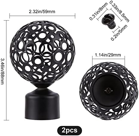 GORGECRAFT 2PCS Black Round Curtain Rod Finials