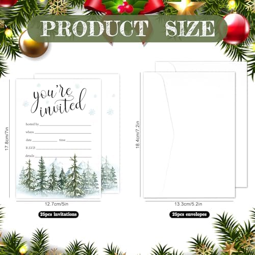 Whaline 25 Pack Christmas Party Invitations with Envelopes 1
