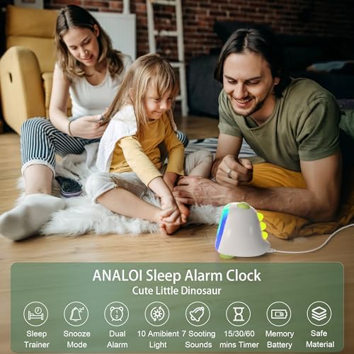 ANALOI Kids Alarm Clock with Night Light and Dinosaur Design