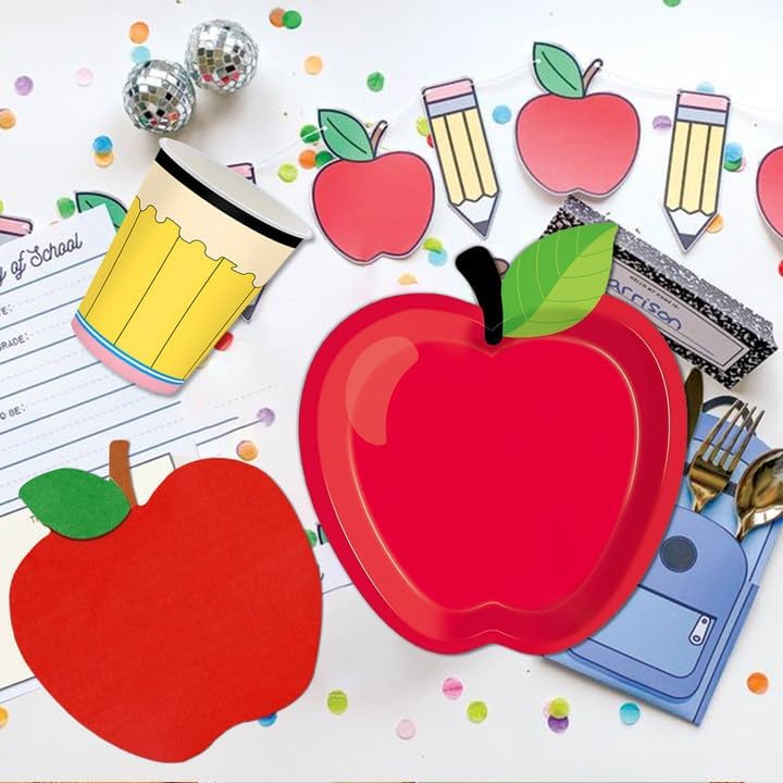 60PCS Back to School Disposable Tableware Set for 20 Guests