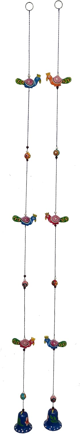 Purpledip Wall Hanging with Peacocks Bells Set of 2