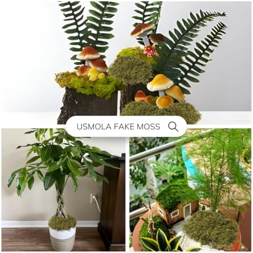 USMOLA Fake Green Moss for Potted Plants and DIY Crafts
