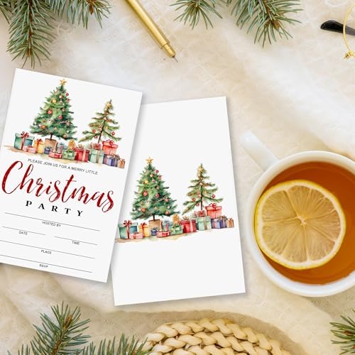20 Double Sided Christmas Party Invitations With Envelopes
