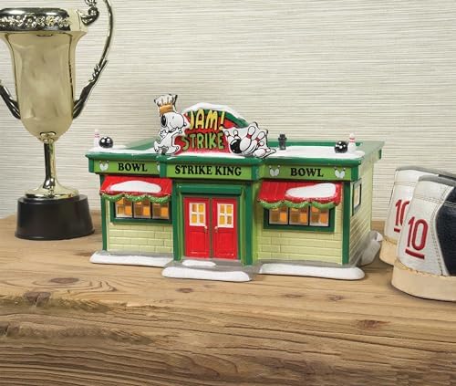 Department 56 Peanuts Village Strike King Bowling Alley Building