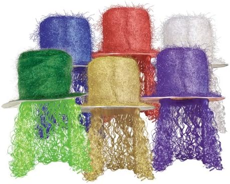 Beistle Tinsel Top Hat with Curly Wig Party Accessory