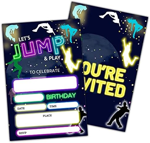 Trampoline Park Birthday Party Invitation Cards For Teens Kids Parties