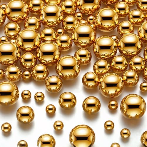 Junkin 500 Pcs Mixed Size Gloss Pearl Vase Fillers Gold