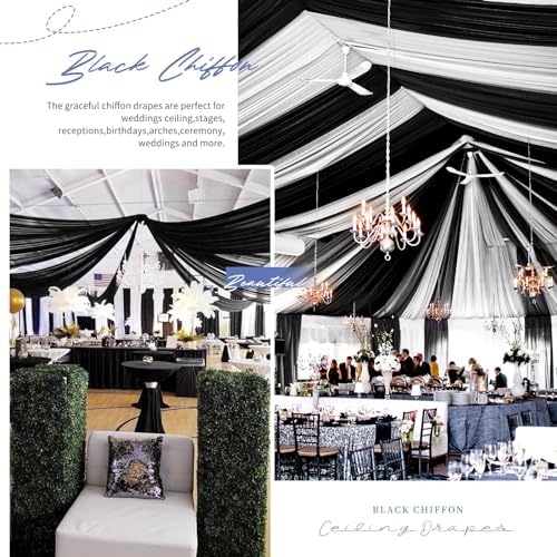 4 Panels Black Ceiling Drapes for Wedding Arch Decorations
