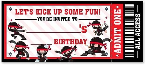 VAHATAN Ninja Birthday Invitations 20-Pack with Envelopes