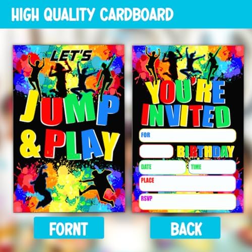Trampoline Jump Birthday Party Invitations Set