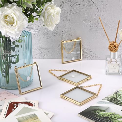 4 Pack Mini Brass Frame for Pressed Flowers Art Display
